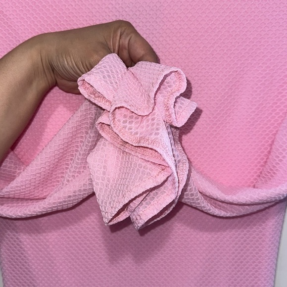 SHEIN SXY -Pink Ruched Drawstring Flounce Sleeve Bodycon Dress size XL NWT - Picture 6 of 11